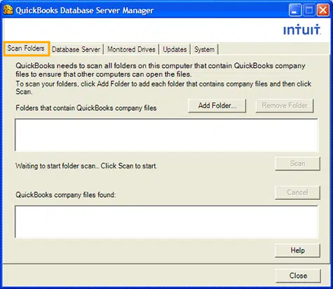 Scan Folder in QuickBooks Database Server