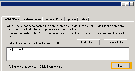 Scan in QuickBooks Database Server