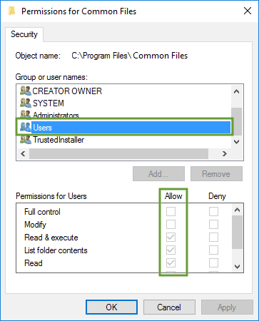 changing the permission of users