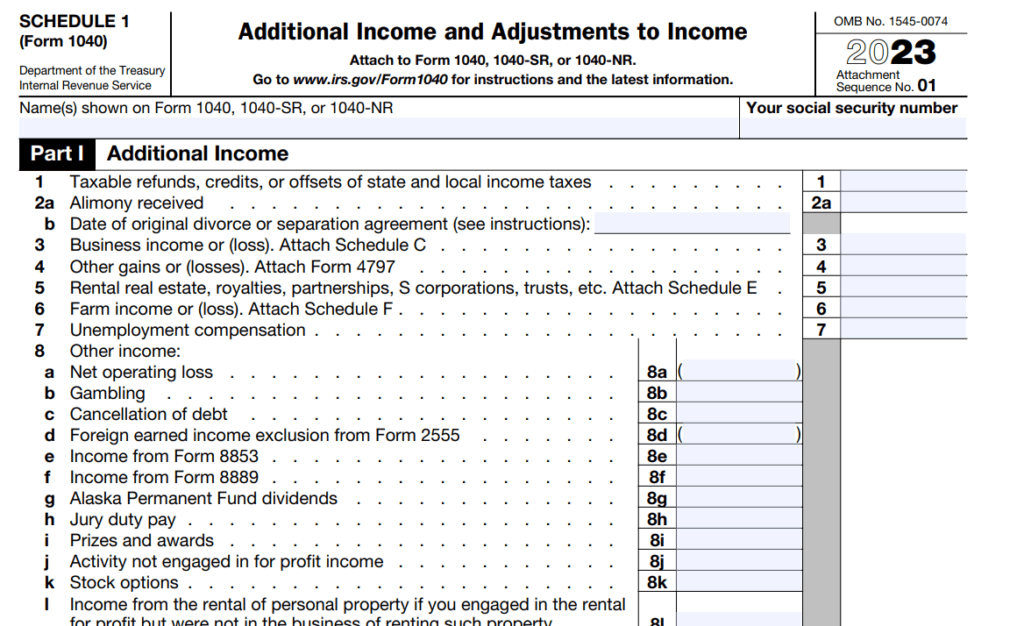 schedule 1 tax form