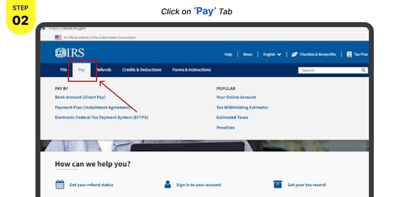 Click on ‘Pay’ Tab