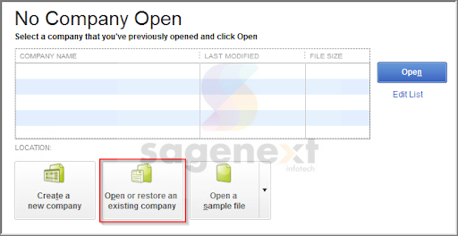 Open or Restore an Existing Company File