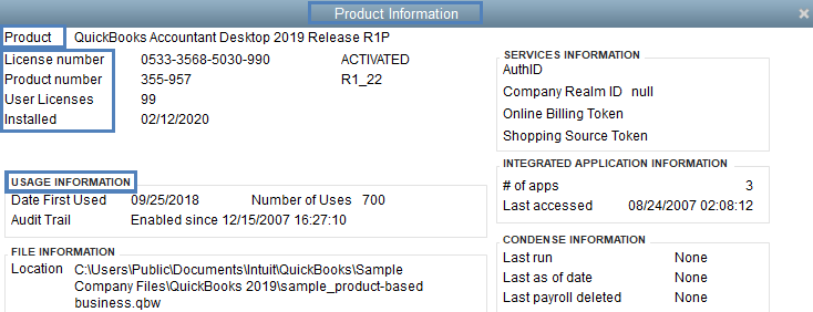 QuickBooks Product Information