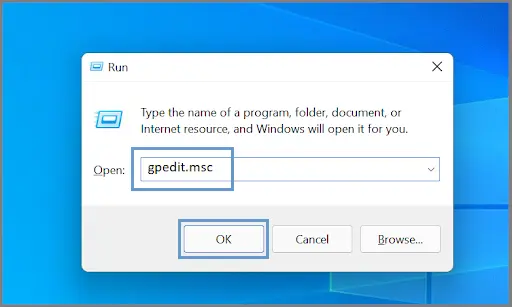 Run menu window