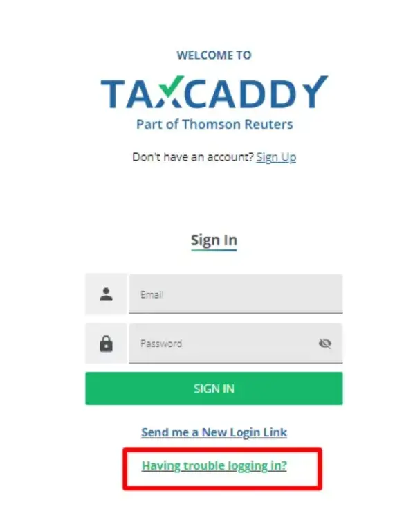 Forgot Taxcaddy Password