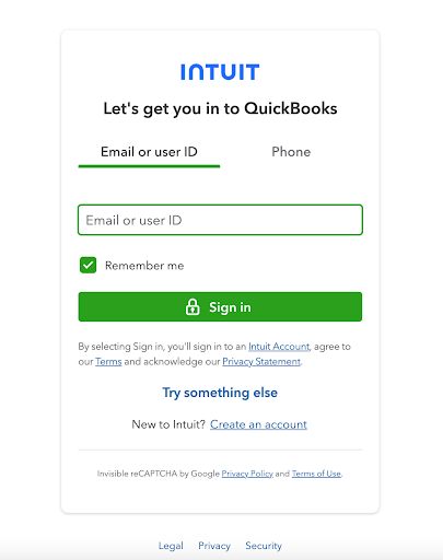 Overview for the Registered Intuit User Log-in Page