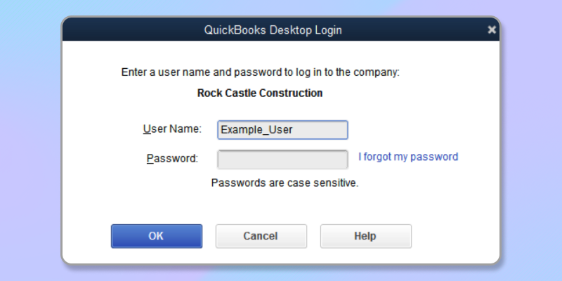 QuickBooks Password Reset step 1