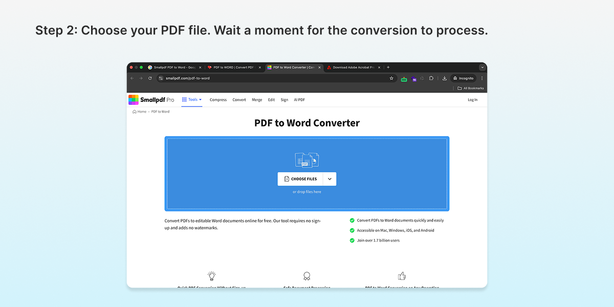 Smallpdf PDF to Word step 1