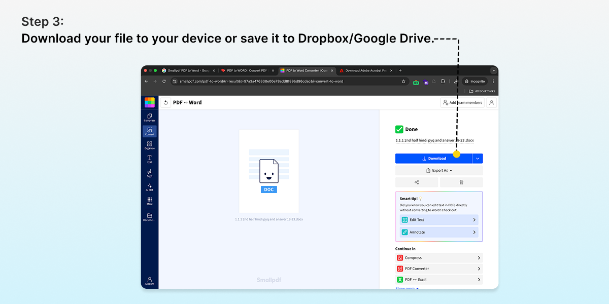Smallpdf PDF to Word step 3