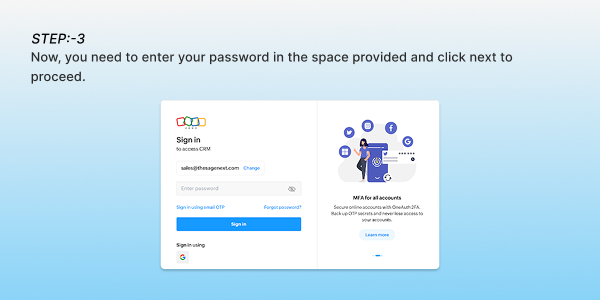 Zoho CRM Login step 3