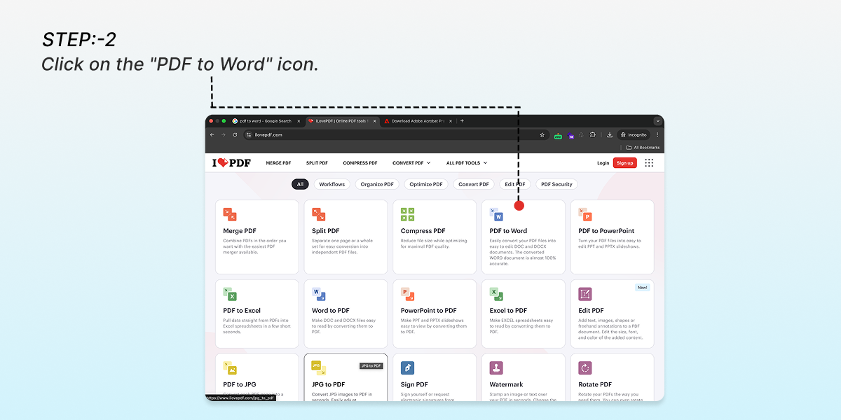 iLovePDF PDF to Word step 2
